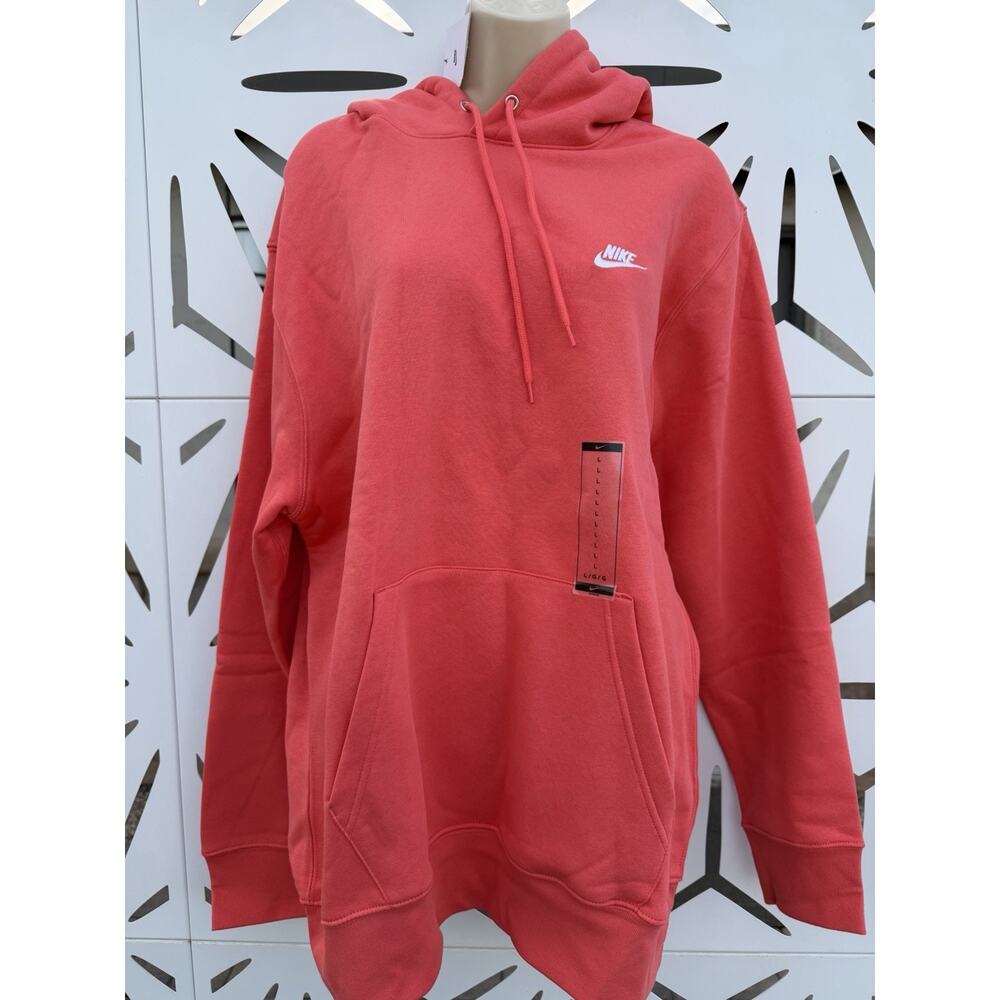 Nike Sportswear Club Fleece Pullover Hoodie Coral Light Red Men’s Large NWT